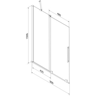 Mexen Velar 2-křídlá vanová zástěna posuvná 90x150 cm, transparent, bílá 896-090-000-01-20