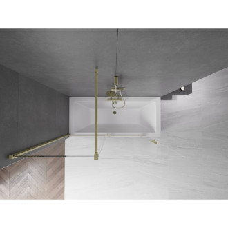 Mexen Velar vanová zástěna posuvná 150x150, transp., broušené zlato 896-150-000-01-55