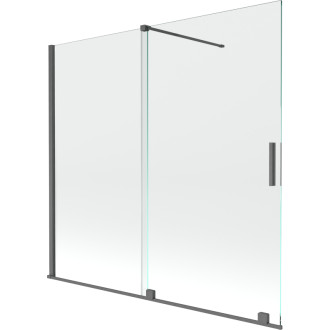 Mexen Velar vanová zástěna posuvná 170x160, transp., šedá kartáč. 896-170-000-01-66