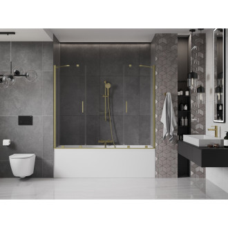 Mexen Velar Duo vanová zástěna, 180x150, transp., broušené zlato 896-180-000-02-55