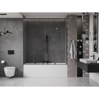 Mexen Velar Duo vanová zástěna, 200x150, transp., šedá kartáč. 896-200-000-02-66
