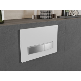 Mexen FENIX 09 Splachovací tlačítko, matná bílá/broušená ocel 600929