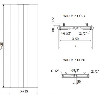Mexen Line Radiátor 200x60 spodní střed přip, antracit W6VR20SL-200-060-66