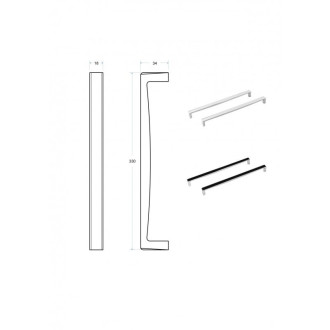 Madlo OXA LONG k vanám Besco - chrom + černá barva, délka 17 cm VANOXALB