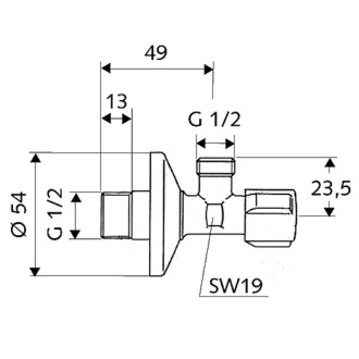 Schell COMFORT ventil rohový 1/2" x 1/2" 052170699