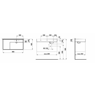 Umyvadlo Laufen Kartell By Laufen 90x46 cm otvor pro baterii, bez přepadu H8103390001111