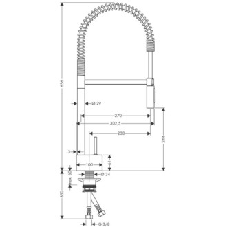 Dřezová baterie Hansgrohe Axor Starck s vytahovací sprškou, 2 proudy chrom 10820000