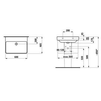 Umyvadlo Laufen Pro S 60x46,5 cm bez otvoru pro baterii H8109630001091