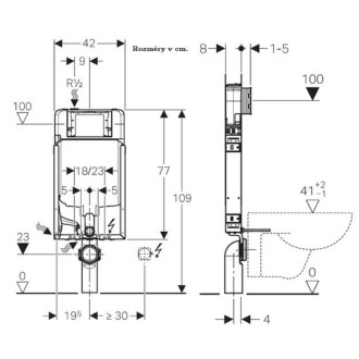 GEBERIT kombifix 109cm, SIGMA 8cm 110.790.00.1