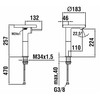 Umyvadlová baterie Laufen Kartell By Laufen bez výpusti chrom H3113380041101