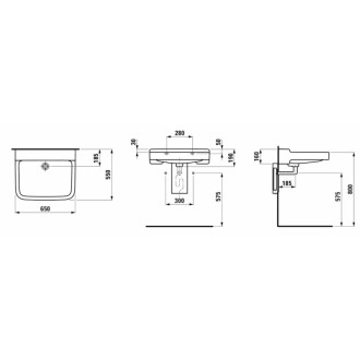 Bezbariérové umyvadlo Laufen Pro 65x55 cm bez otvoru pro baterii H8119530001091