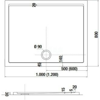 Sprchová vanička obdélníková Jika 120x80 cm litý mramor H2119350000001