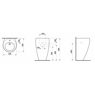 Volně stojící umyvadlo Laufen Alessi 53x53 cm otvor pro baterii uprostřed H8119714001041