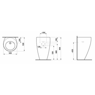 Volně stojící umyvadlo Laufen Alessi 53x53 cm bez otvoru pro baterii H8119714001091