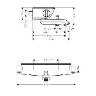 Vanová baterie Hansgrohe Ecostat Select s poličkou 150 mm chrom 13141000