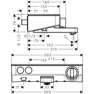 Vanová baterie Hansgrohe ShowerTablet Select s poličkou 150 mm chrom 13151000