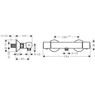 Sprchová baterie Hansgrohe Ecostat bez sprchového setu 150 mm chrom 13122000