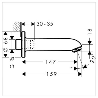 Hansgrohe 13414000 - Talis, Focus, Metris, Metropol vanový výtok