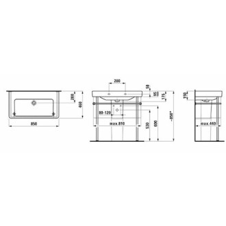 Nábytkové umyvadlo Laufen Pro S 85x46 cm bez otvoru pro baterii H8139650001091