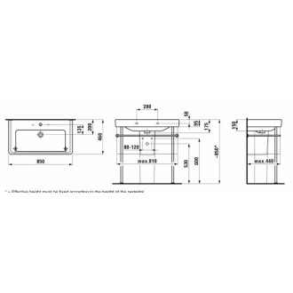 Nábytkové umyvadlo Laufen Pro S 85x46 cm otvor pro baterii uprostřed H8139654001041