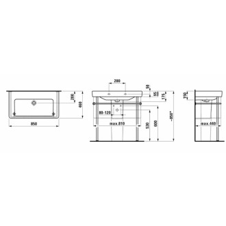 Nábytkové umyvadlo Laufen Pro S 85x46 cm bez otvoru pro baterii H8139654001091