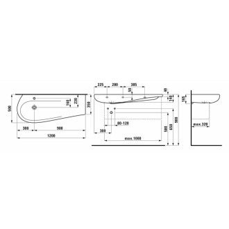 Nábytkové umyvadlo Laufen Alessi One 120x50 cm otvor pro baterii uprostřed H8149734001041