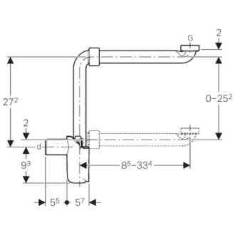 GEBERIT Příslušenství Prostorově úsporná zápachová uzávěrka, G 1 1/4" x průměr 40 mm, bílá (151.117.11.1)