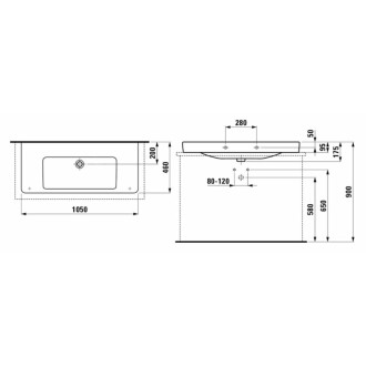 Umyvadlo Laufen Pro S 105x46 cm bez otvoru pro baterii H8169660001091