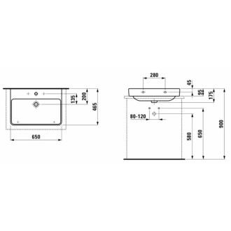 Umyvadlo Laufen Pro S 65x46,5 cm otvor pro baterii uprostřed H8169640001041