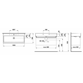 Nábytkové umyvadlo Laufen Living City 100x46 cm dva otvory pro baterii H8184370001071
