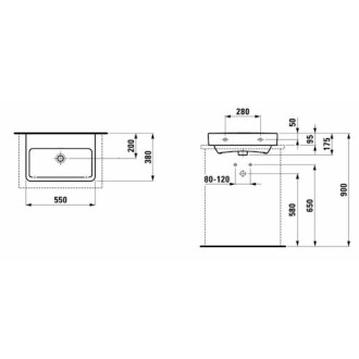 Umyvadlo Laufen Pro 55x38 cm bez otvoru pro baterii H8179580001091