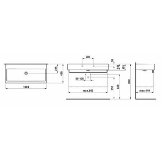 Nábytkové umyvadlo Laufen Living City 100x46 cm bez otvoru pro baterii H8184370001091
