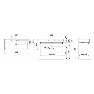 Nábytkové umyvadlo Laufen Living City 100x46 cm otvor pro baterii uprostřed H8184370001041