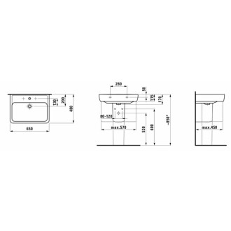 Umyvadlo Laufen Pro 65x48 cm otvor pro baterii uprostřed H8189530001041