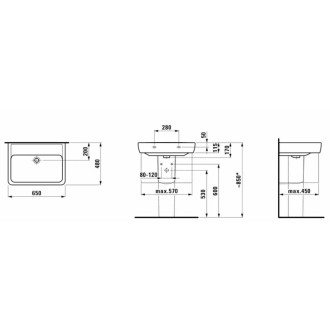 Umyvadlo Laufen Pro 65x48 cm bez otvoru pro baterii H8189530001091