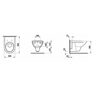 Wc závěsné Laufen Pro zadní odpad H8209504000001
