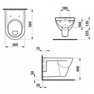 Wc závěsné Laufen Pro zadní odpad H8209514000001