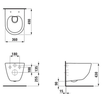Wc závěsné Laufen Pro zadní odpad H8209654000001