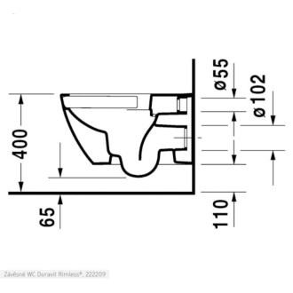 Wc závěsné Duravit Happy D.2 zadní odpad 2222092000
