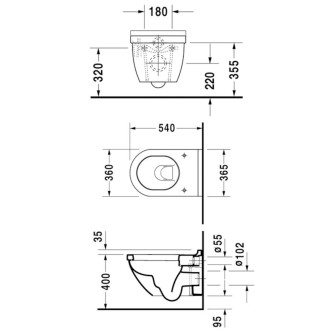 Wc závěsné Duravit Starck 3 zadní odpad 2225090000