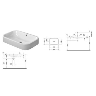 Umyvadlo na desku Duravit Happy D.2 60x40 cm bez otvoru pro baterii 2314600000