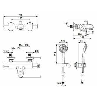 Vanová baterie Jika Deep se sprchovým setem 150 mm chrom H3231U70042711