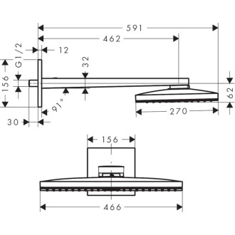 Hlavová sprcha Hansgrohe Rainmaker Select včetně sprchového ramena bílá/chrom 24013400