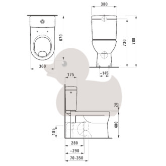Wc kombi, pouze mísa Laufen Pro vario odpad H8249590000001