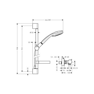 Sprchová baterie Hansgrohe Croma 100 se sprchovým setem 150 mm chrom 27033000