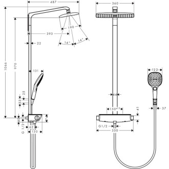 Sprchový systém Hansgrohe Raindance E na stěnu s termostatickou baterií bílá/chrom 27112400