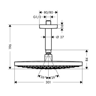 Hlavová sprcha Hansgrohe Raindance Select S strop včetně sprchového ramena chrom 27337000