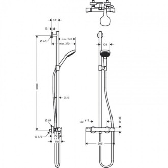 Sprchová baterie Hansgrohe Croma Select E se sprchovým setem 150 mm bílá/chrom 27248400