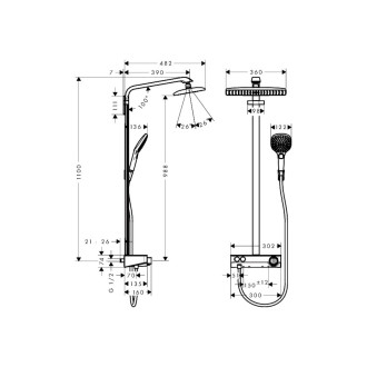 Sprchový systém Hansgrohe Raindance E na stěnu s termostatickou baterií chrom 27288000