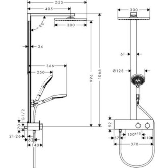 Sprchový systém Hansgrohe Raindance E na stěnu s termostatickou baterií chrom 27361000